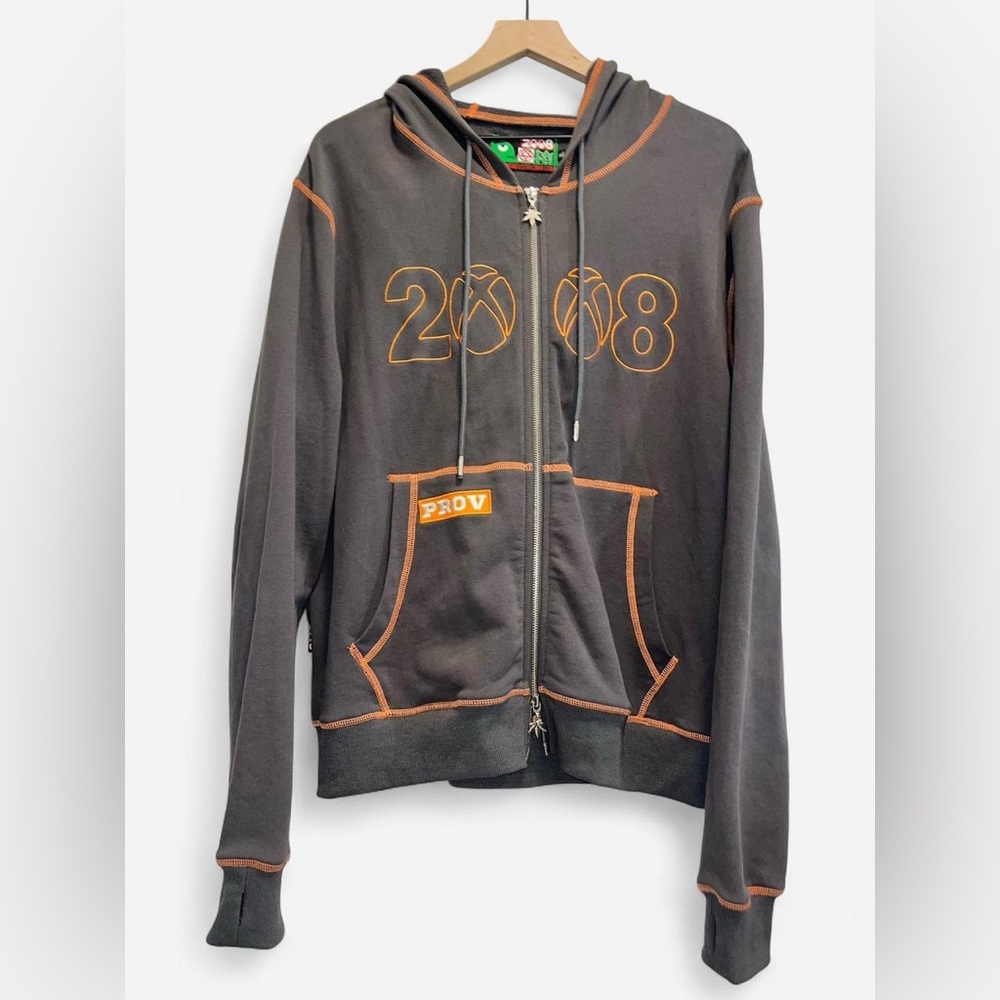 Fuckthisindustry 2008 Gray Hoodie with Orange Accents Oversized Medium